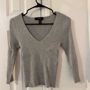 Forever 21 Heather Gray Ribbed Top